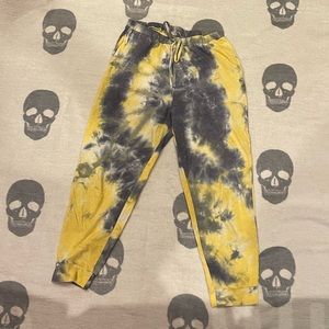 BRAND NEW • Tie Dye Joggers Women’s Large • Yellow & Gray